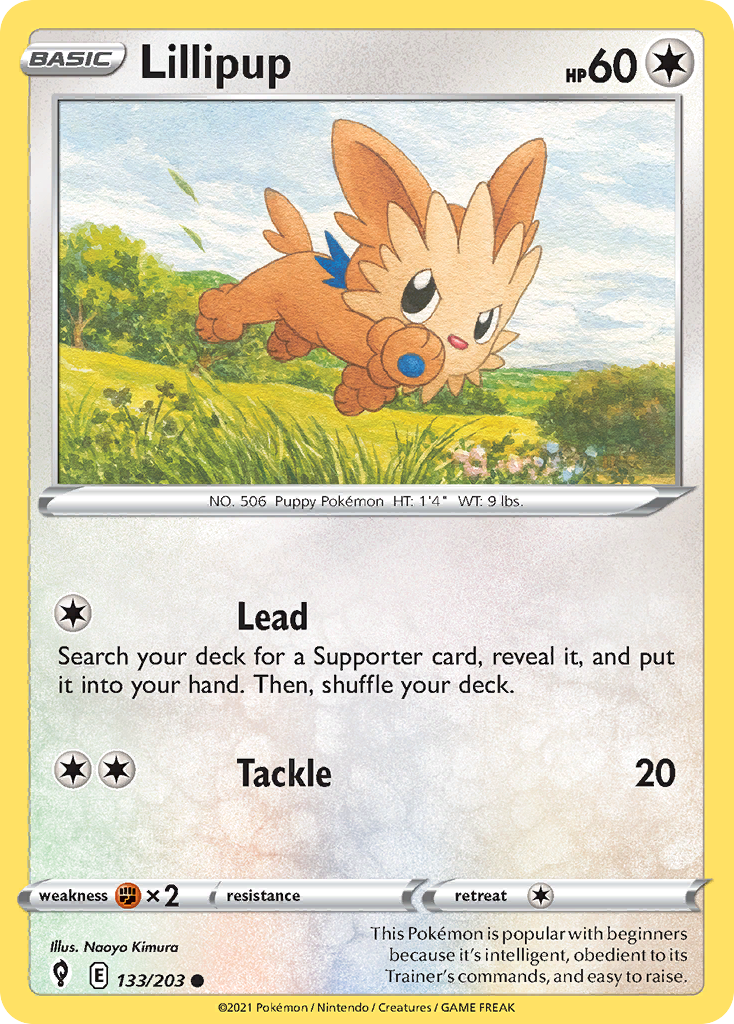 Lillipup 133/203 Evolving Skies Pokemon Reverse Holo Common NM