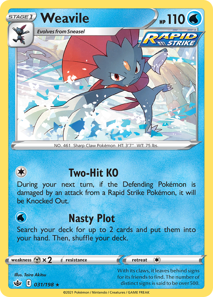 Weavile 031/198 Chilling Reign Pokemon Holo Rare NM