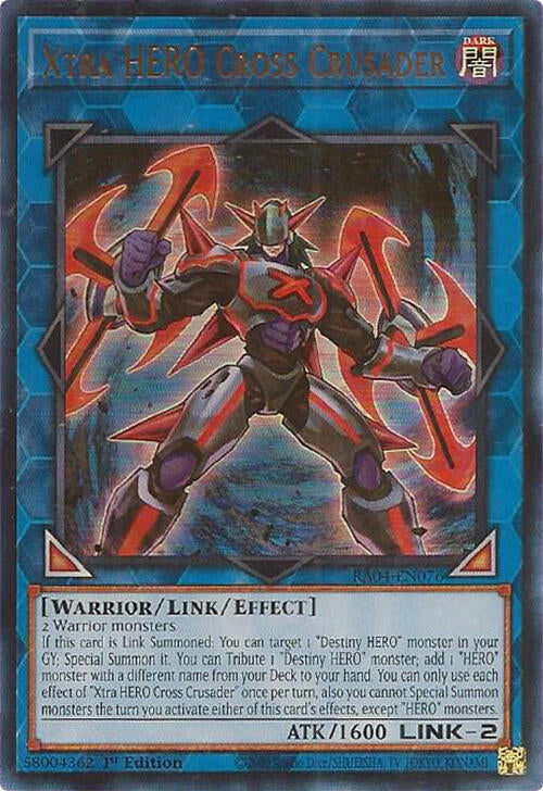 Xtra HERO Cross Crusader (UR) RA04-EN076 Quarter Century Stampede Yu-Gi-Oh 1st Edition NM