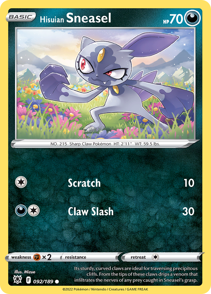 Hisuian Sneasel 092/189 Astral Radiance Pokemon Reverse Holo Common NM