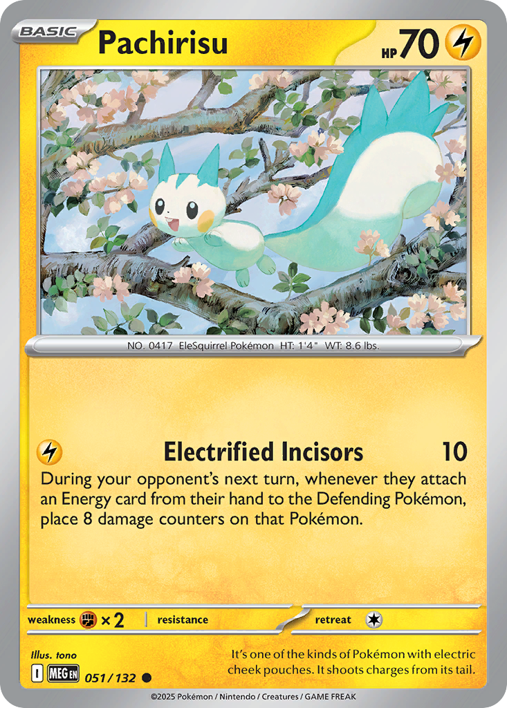 Pachirisu 051/132 Mega Evolution Pokemon Reverse Holo Common NM
