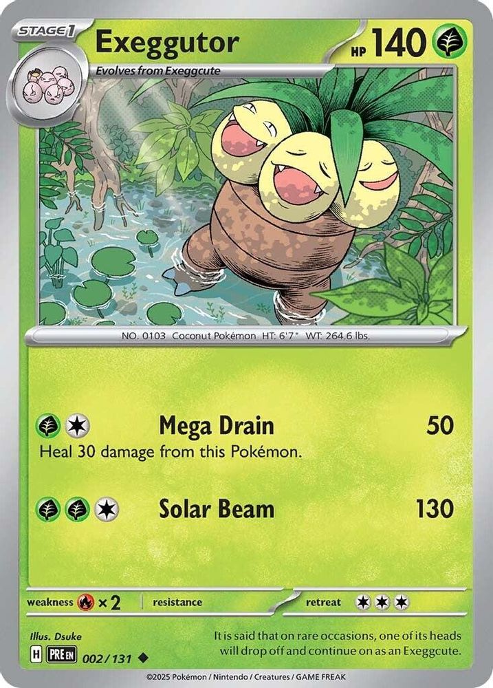 Exeggutor 002/131 Prismatic Evolutions Pokemon Reverse Holo