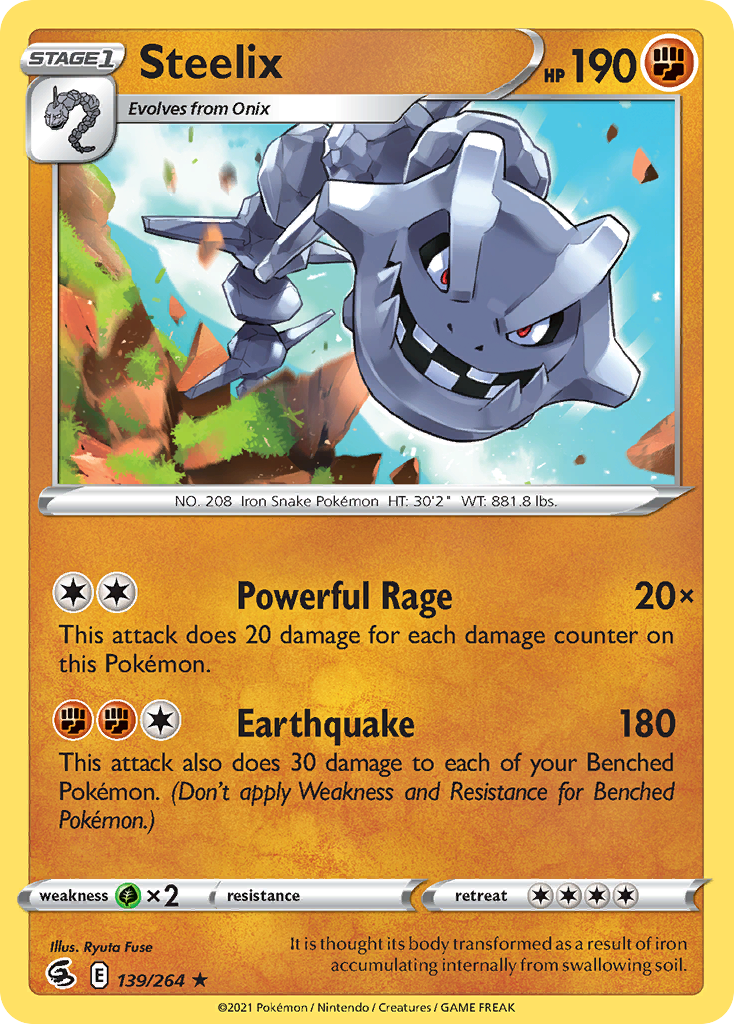 Steelix 139/264 Fusion Strike Pokemon Reverse Holo Rare NM