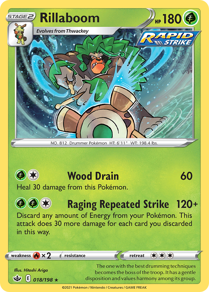 Rillaboom 018/198 Chilling Reign Pokemon Reverse Holo Rare NM