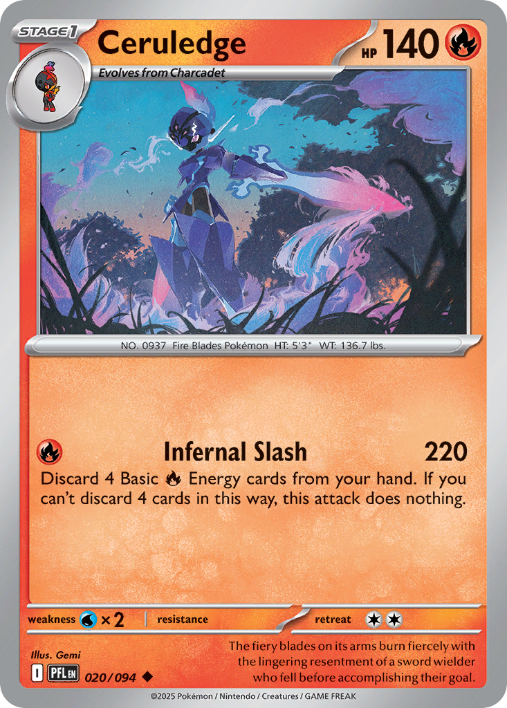 Ceruledge 020/094 Phantasmal Flames Pokemon Reverse Holo Uncommon NM