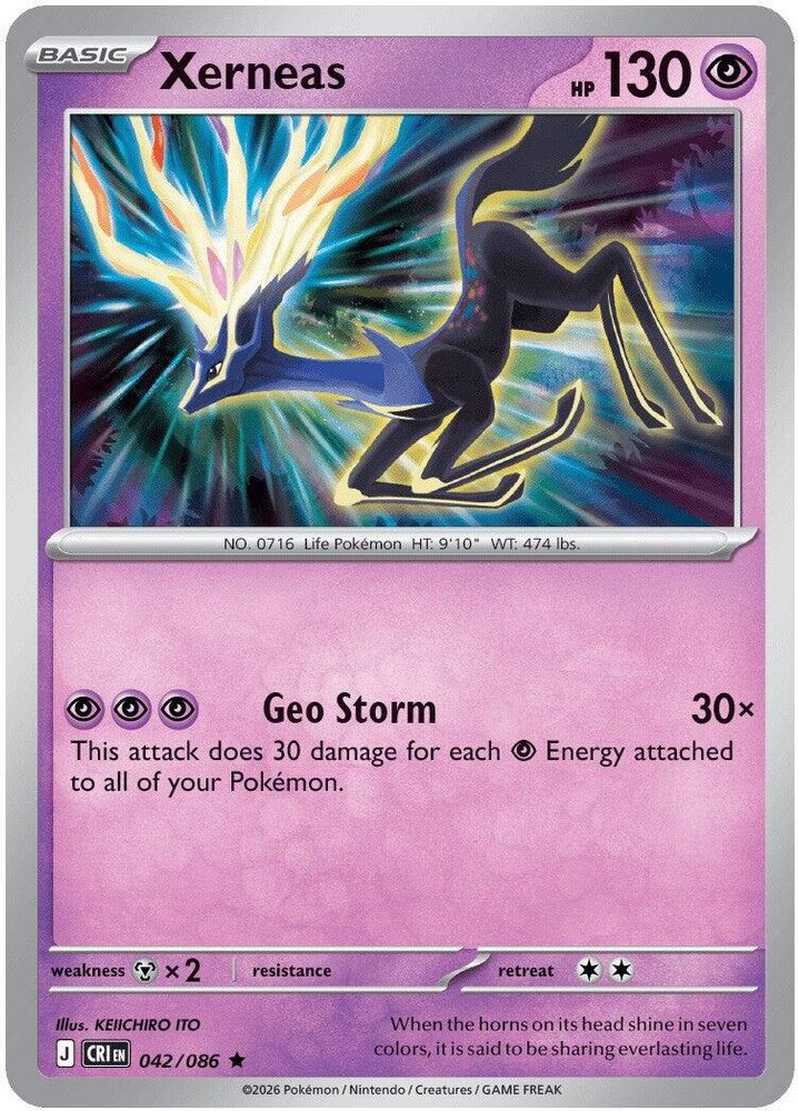 Xerneas 042/086 Chaos Rising Pokemon Reverse Holo Rare NM