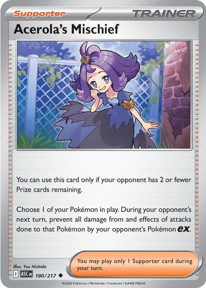 Acerola's Mischief 180/217 Ascended Heroes Pokemon Reverse Holo Uncommon NM