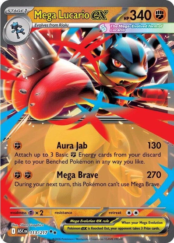 Mega Lucario ex 113/217 Ascended Heroes Pokemon Holo Double Rare