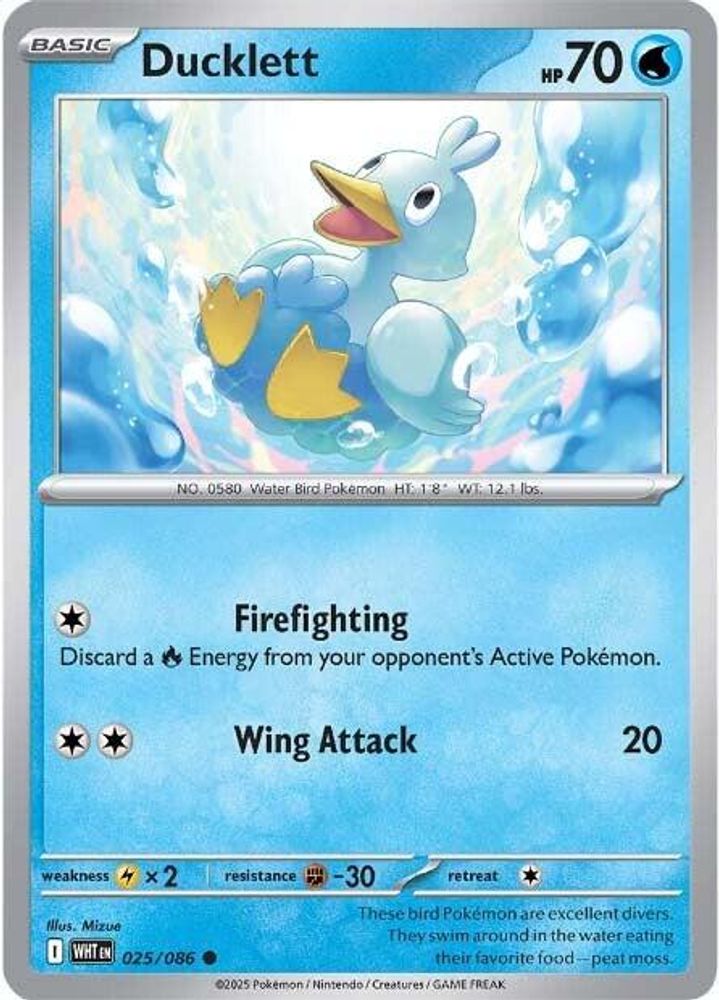 Ducklett 025/086 White Flare Pokemon Reverse Holo