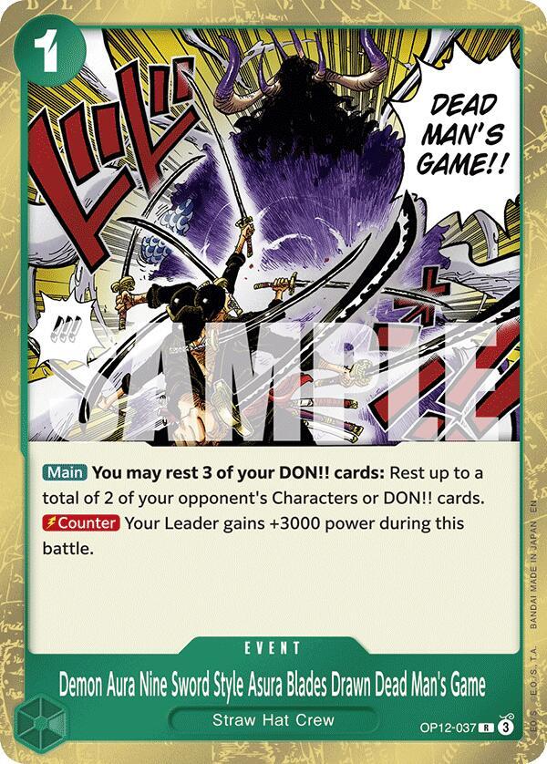Demon Aura Nine Sword Style Asura Blades Drawn Dead Man's Game OP12-037 Legacy of the Master One Piece Foil