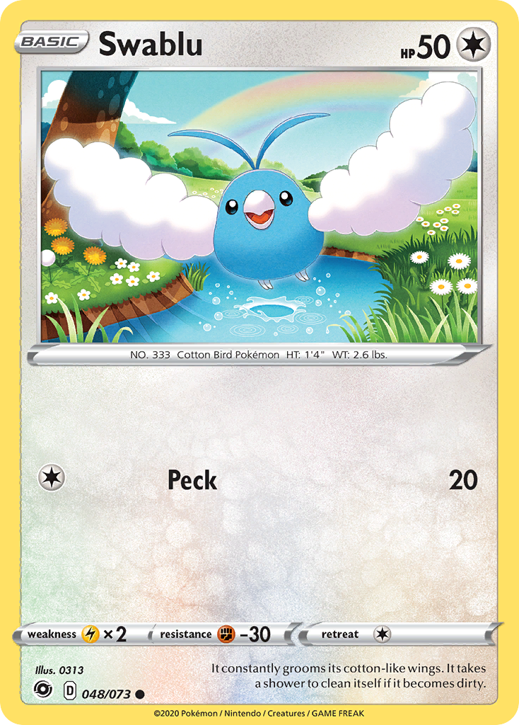 Swablu 048/073 Champion's Path Pokemon Reverse Holo Common NM