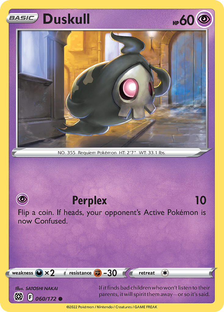 Duskull 060/172 Brilliant Stars Pokemon Reverse Holo Common NM