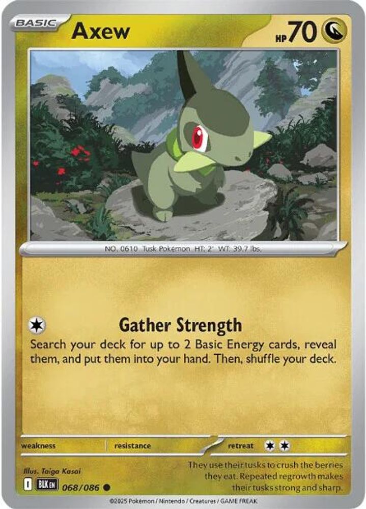 Axew 068/086 Black Bolt Pokemon Reverse Holo Common NM