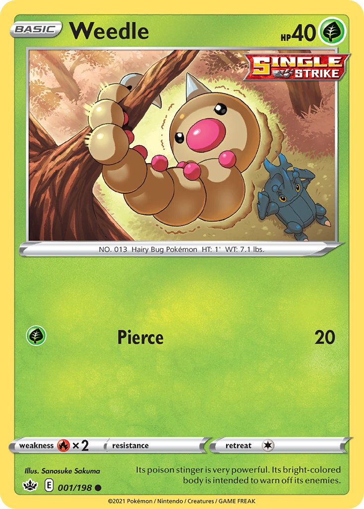 Weedle 001/198 Chilling Reign Pokemon Reverse Holo Common NM