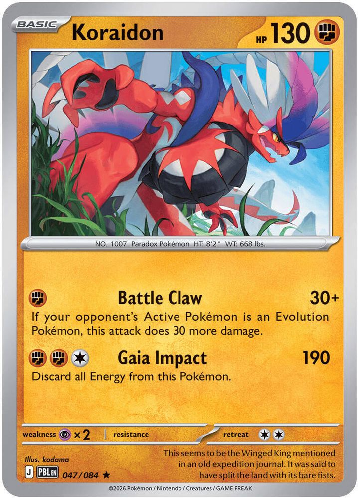 Koraidon 047/084 Pitch Black Pokemon Holo Rare NM