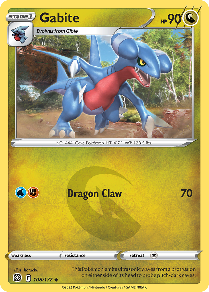 Gabite 108/172 Brilliant Stars Pokemon Reverse Holo Uncommon NM