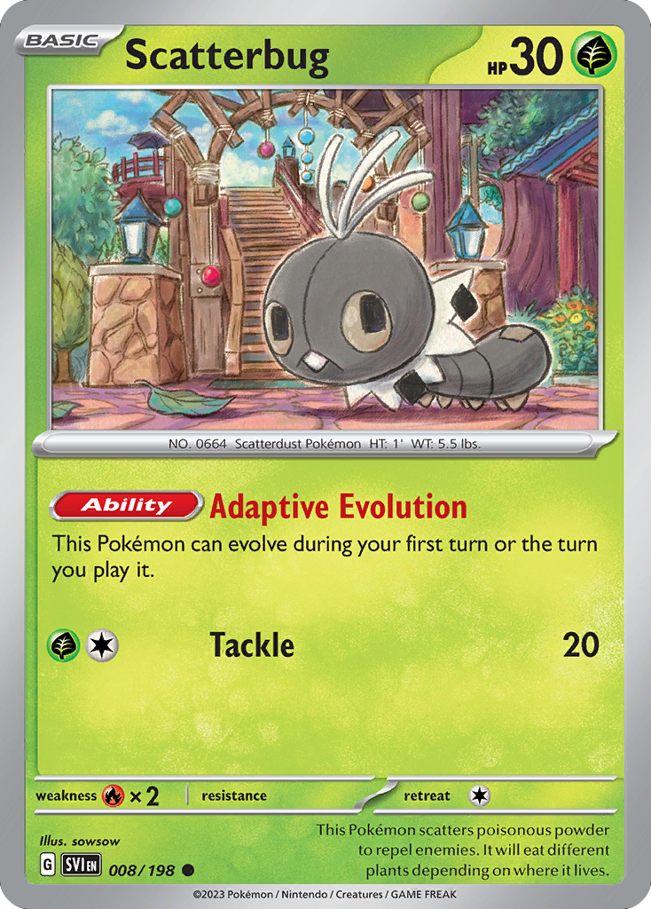 Scatterbug 008/198 Scarlet & Violet Pokemon Reverse Holo Common NM