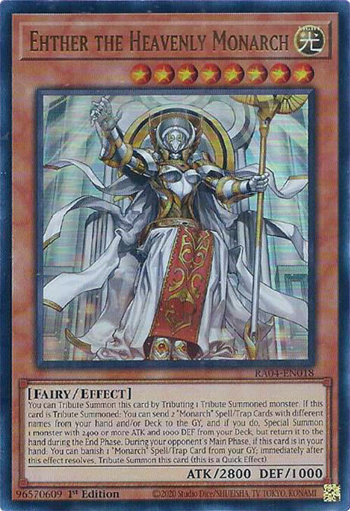 Ehther the Heavenly Monarch (UR) RA04-EN018 Quarter Century Stampede Yu-Gi-Oh 1st Edition NM