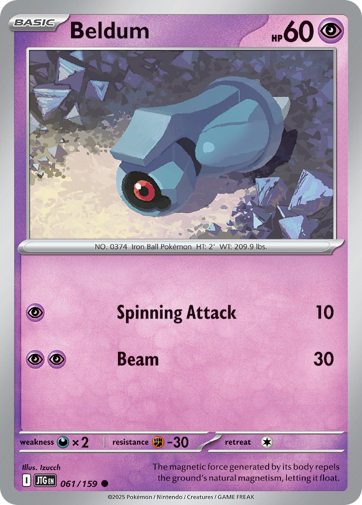 Beldum 061/159 Journey Together Pokemon Reverse Holo Common NM