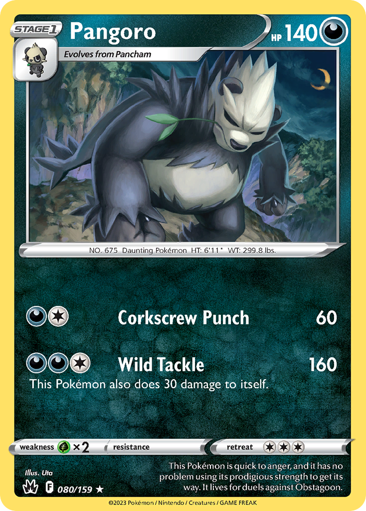 Pangoro 080/159 Crown Zenith Pokemon Reverse Holo Rare NM