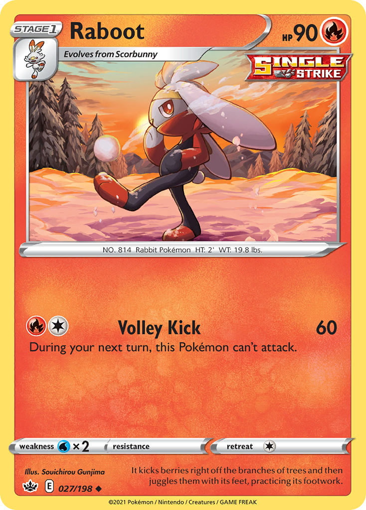 Raboot 027/198 Chilling Reign Pokemon Reverse Holo Uncommon NM