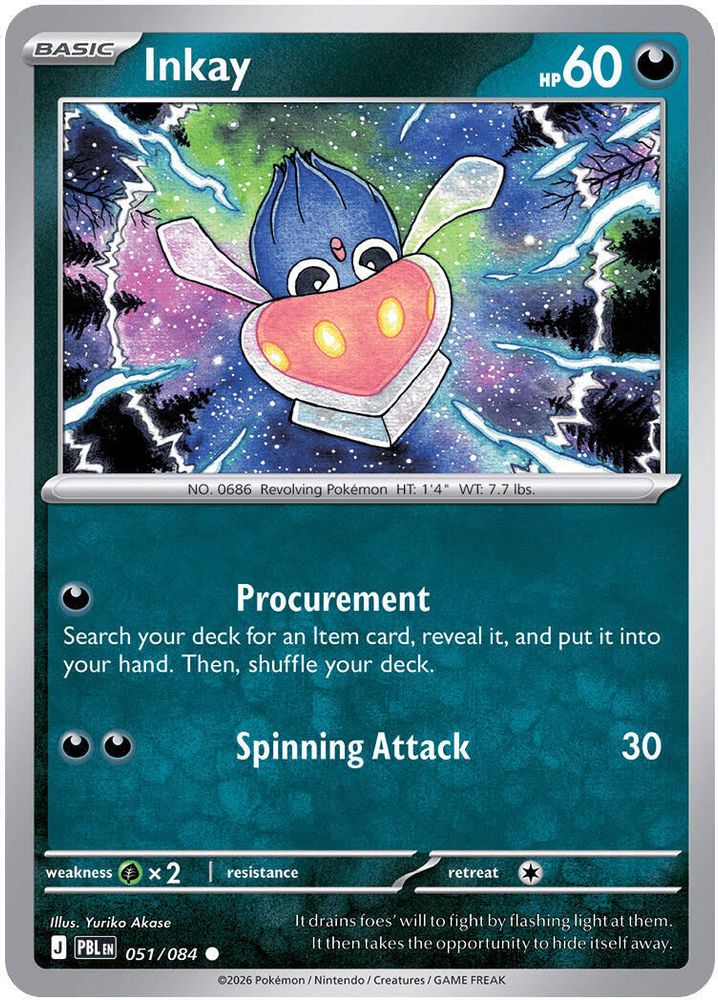 Inkay 051/084 Pitch Black Pokemon Reverse Holo