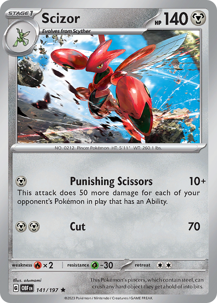 Scizor 141/197 Obsidian Flames Pokemon Holo Rare NM