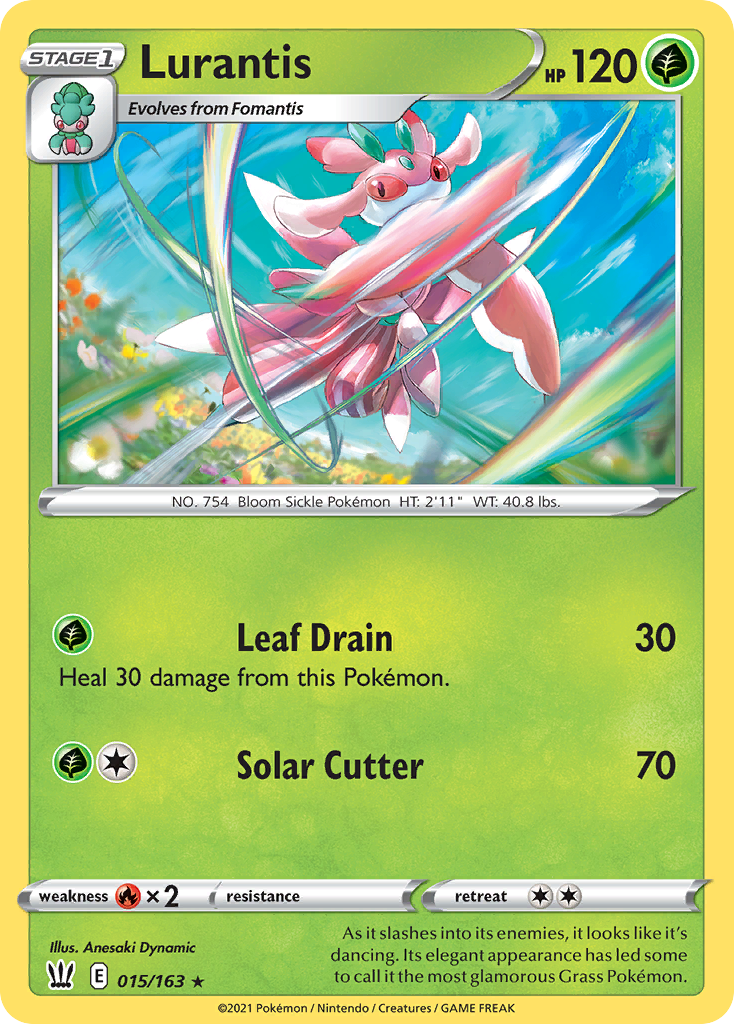 Lurantis 015/163 Battle Styles Pokemon Reverse Holo Rare NM