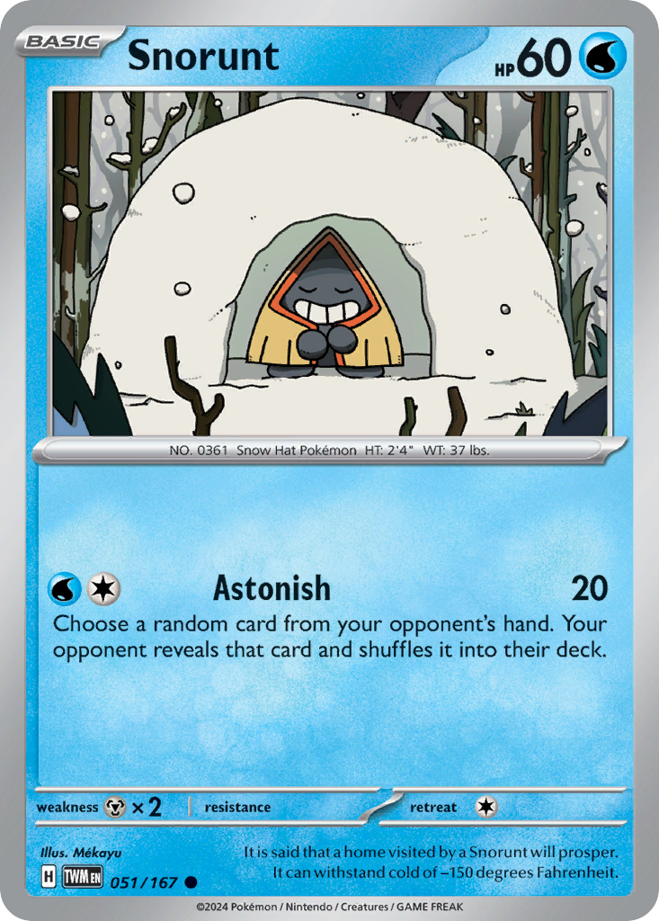Snorunt 051/167 Twilight Masquerade Pokemon Reverse Holo Common NM