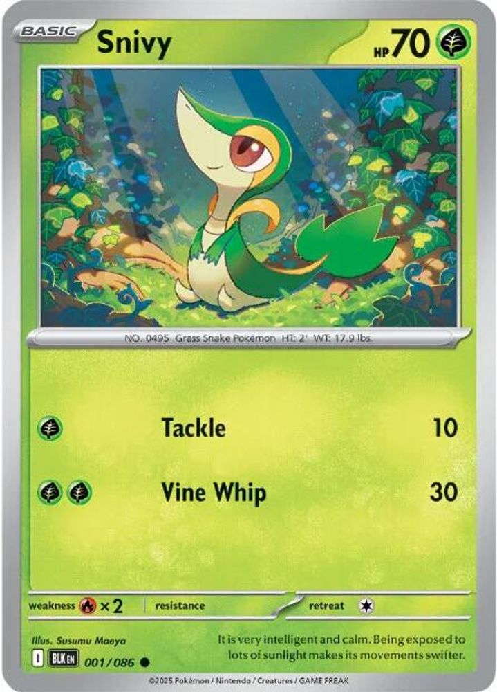 Snivy 001/086 Black Bolt Pokemon Holo Common NM