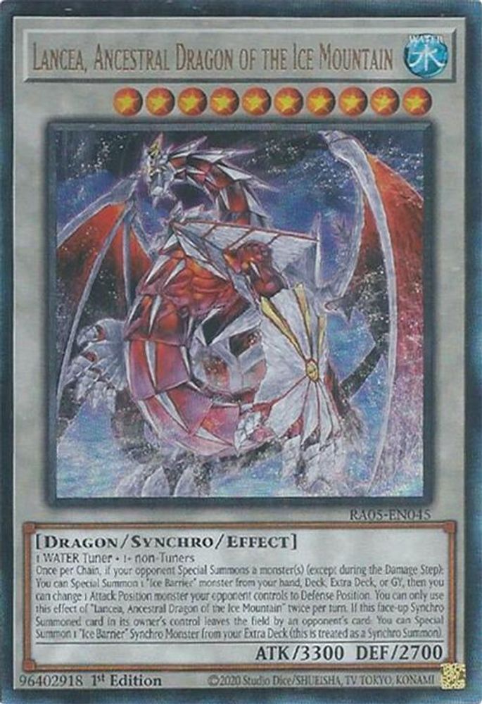 Lancea, Ancestral Dragon of the Ice Mountain (Ultimate Rare) RA05-EN045 Yu-Gi-Oh Rarity Collection 5