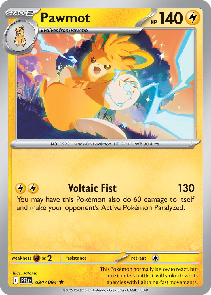 Pawmot 034/094 Phantasmal Flames Pokemon Holo