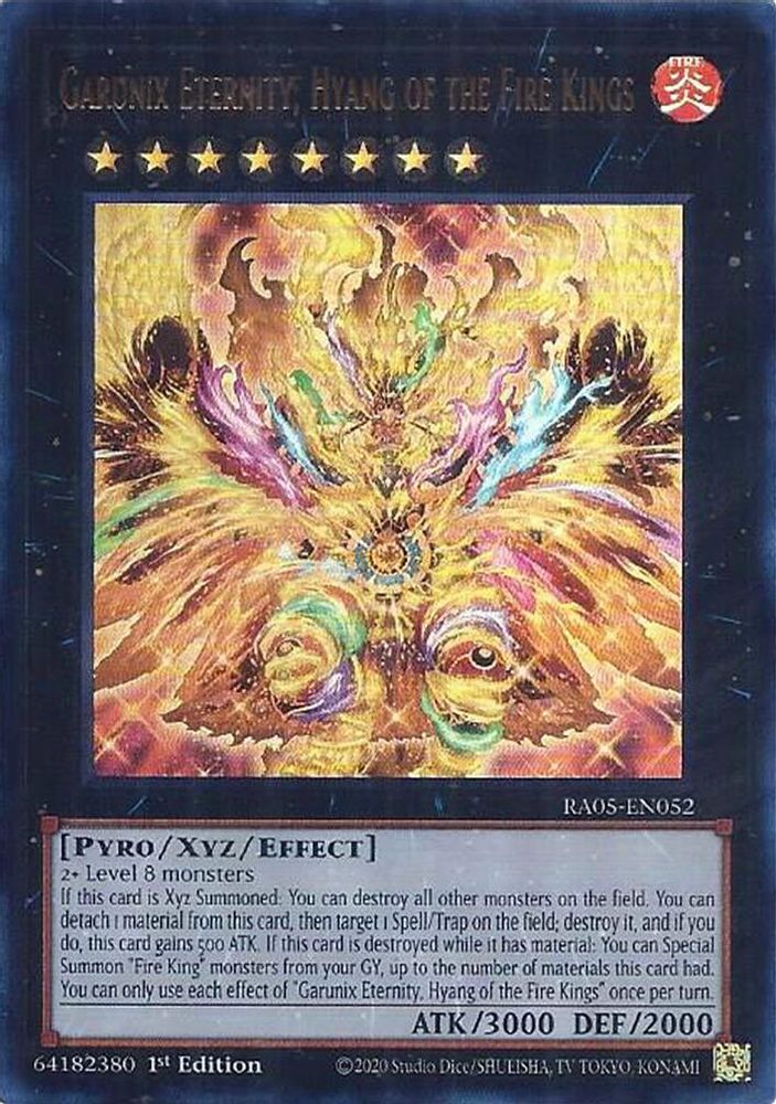 Garunix Eternity, Hyang of the Fire Kings (Ultra Rare) RA05-EN052 Rarity Collection 5 Yu-Gi-Oh 1st Edition NM