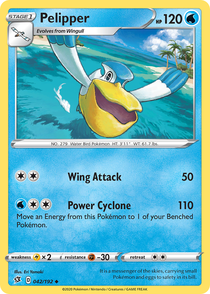 Pelipper 042/192 Rebel Clash Pokemon Reverse Holo Uncommon NM