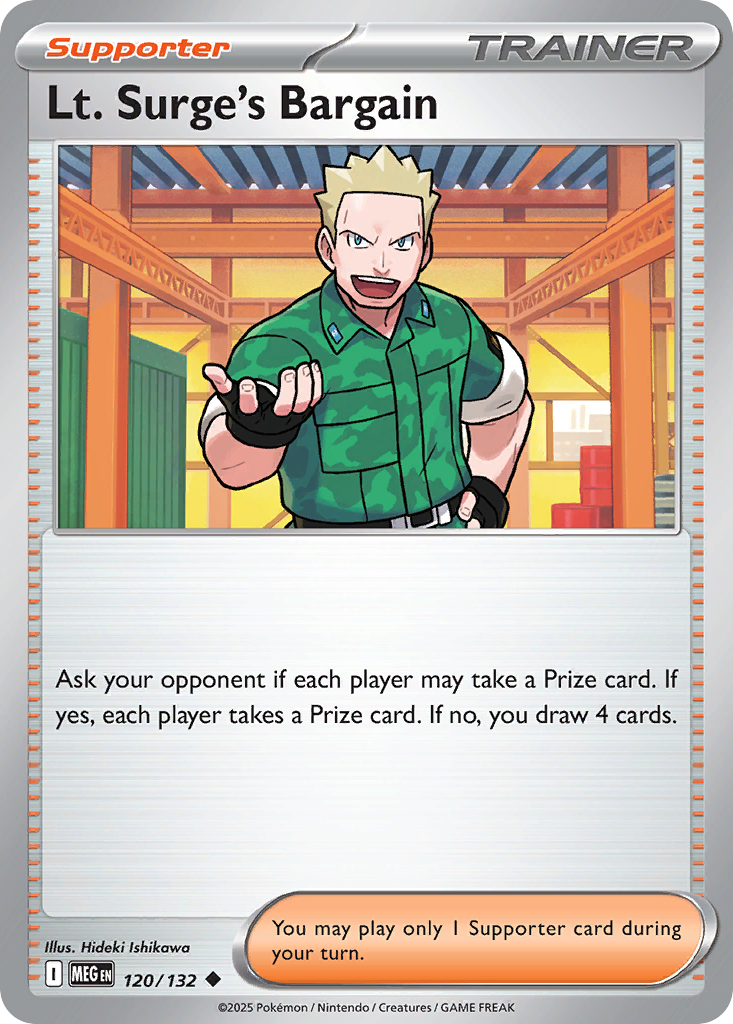 Lt. Surge's Bargain 120/132 Mega Evolution Pokemon Reverse Holo Uncommon NM