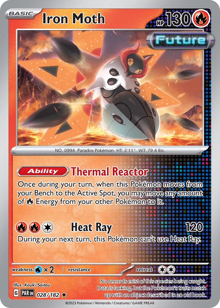 Iron Moth 028/182 Paradox Rift Pokemon Holo Rare NM