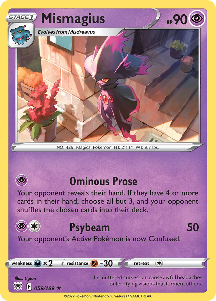 Mismagius 059/189 Astral Radiance Pokemon Reverse Holo Rare NM