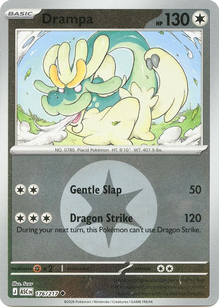 Drampa (Energy Symbol Pattern) 176/217 Ascended Heroes Pokemon Reverse Holo NM