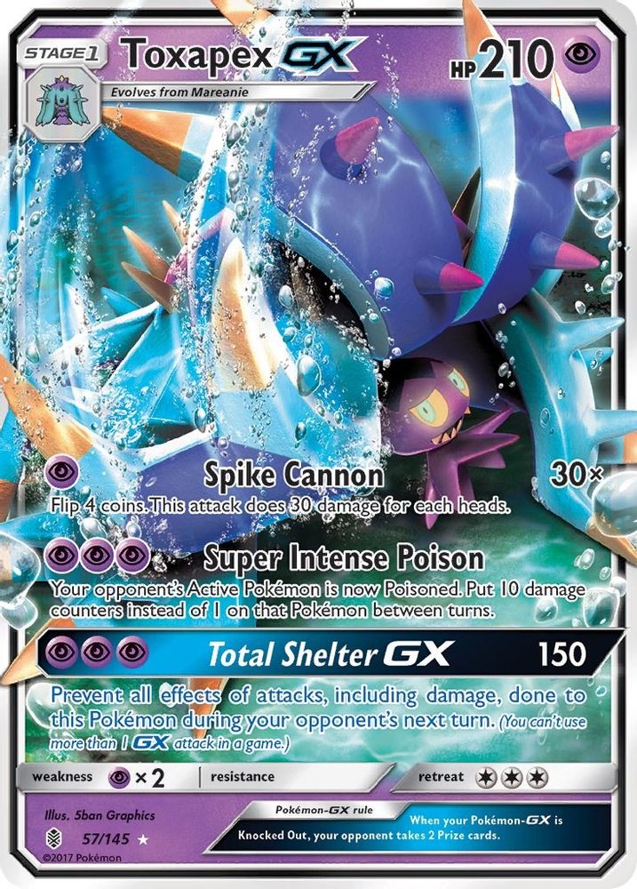 Toxapex GX 57/145 Guardians Rising Pokemon Holo Ultra Rare