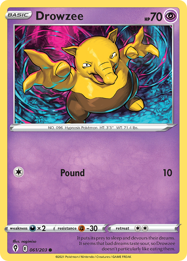 Drowzee 061/203 Evolving Skies Pokemon Reverse Holo Common NM