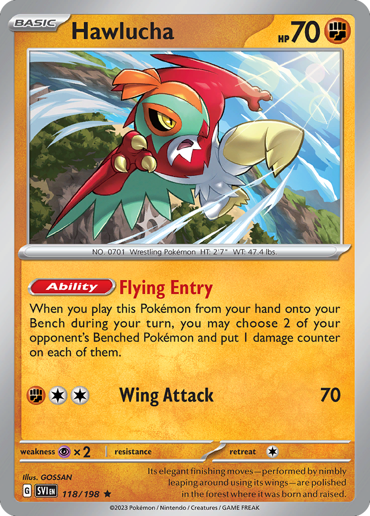 Hawlucha 118/198 Scarlet & Violet Pokemon Holo Rare NM