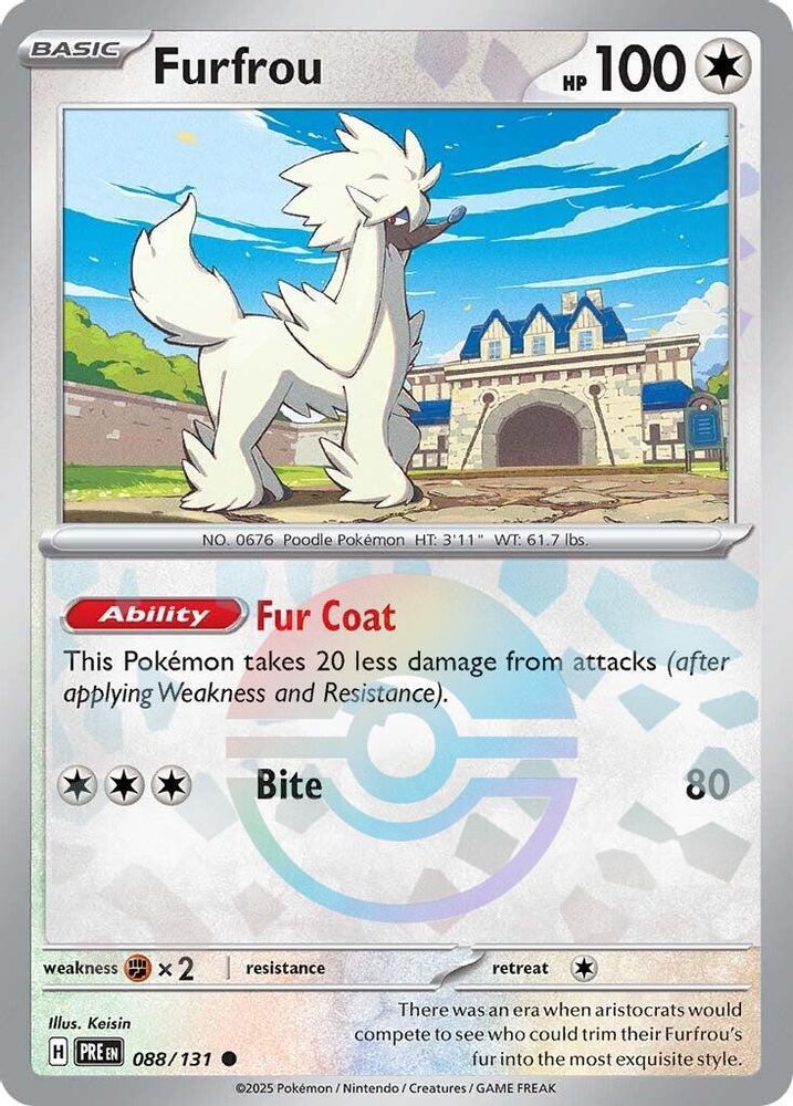 Furfrou (Poke Ball Pattern) 088/131 Prismatic Evolutions Pokemon Holo Common