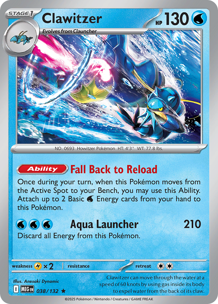 Clawitzer 038/132 Mega Evolution Pokemon Holo Rare NM