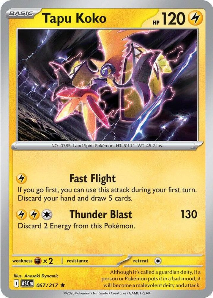 Tapu Koko 067/217 Ascended Heroes Pokemon Holo Rare NM