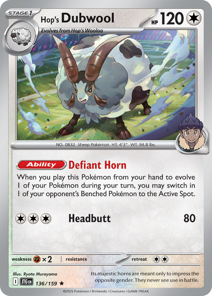 Hop's Dubwool 136/159 Journey Together Pokemon Holo Rare NM