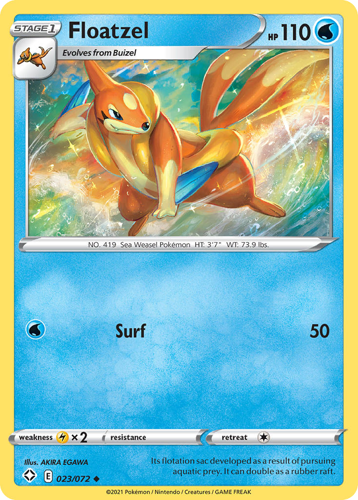Floatzel 023/072 Shining Fates Pokemon Reverse Holo Uncommon NM