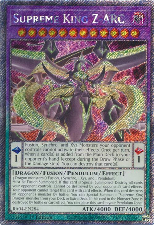 Supreme King Z-ARC (Platinum Secret Rare) RA04-EN284 Quarter Century Stampede Yu-Gi-Oh 1st Edition NM