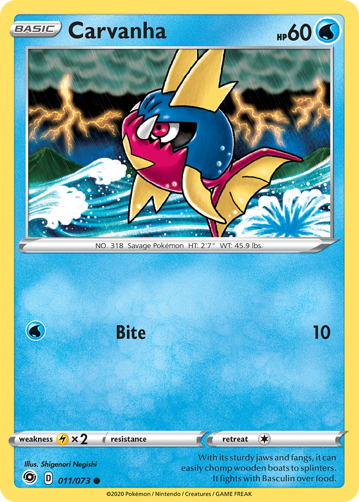 Carvanha 011/073 Champion's Path Pokemon Reverse Holo Common NM
