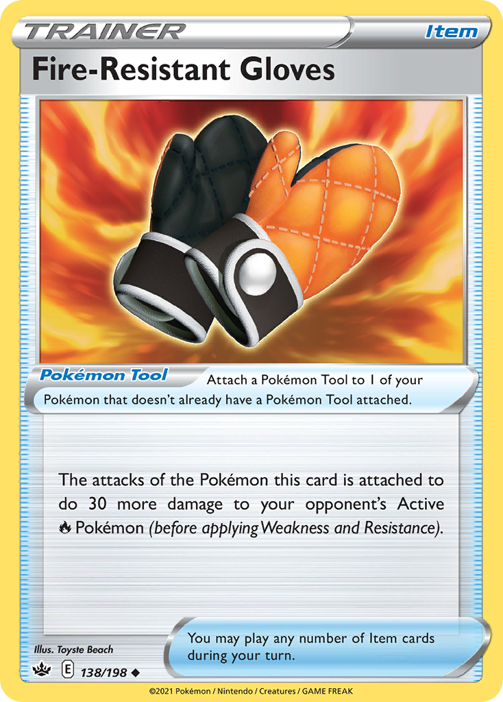 Fire-Resistant Gloves 138/198 Chilling Reign Pokemon Reverse Holo