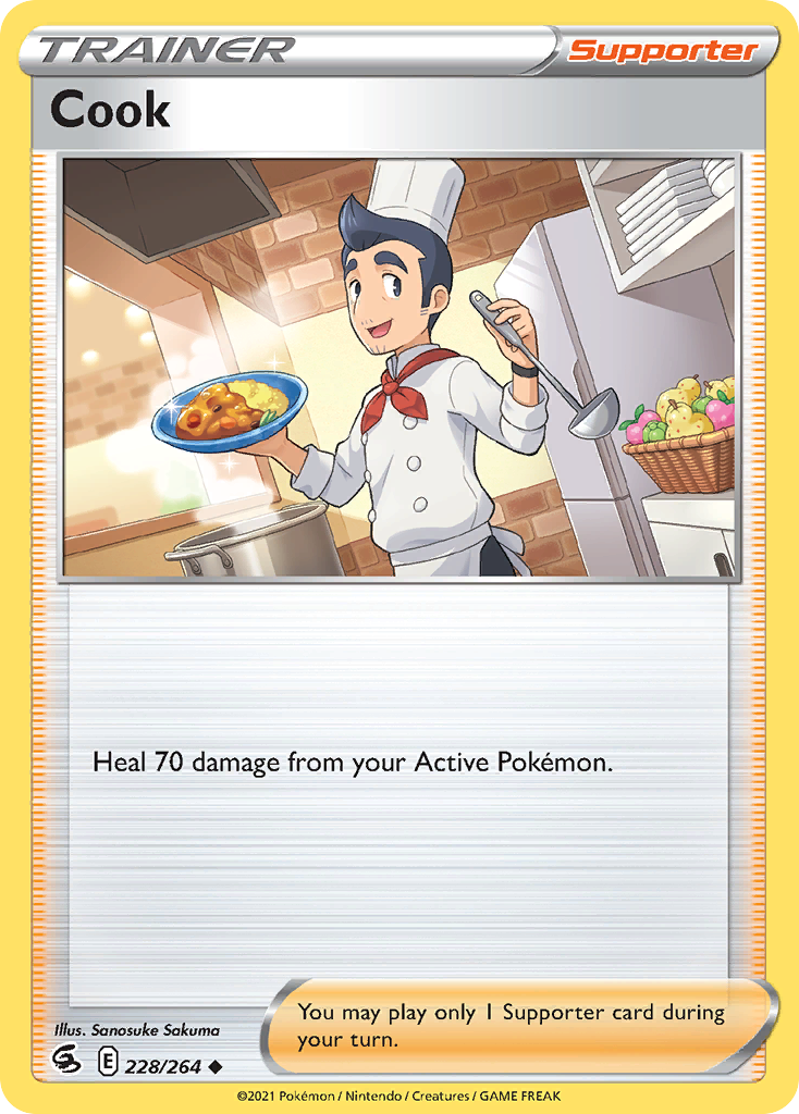 Cook 228/264 Fusion Strike Pokemon Reverse Holo Uncommon NM